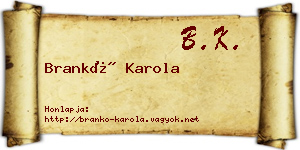 Brankó Karola névjegykártya